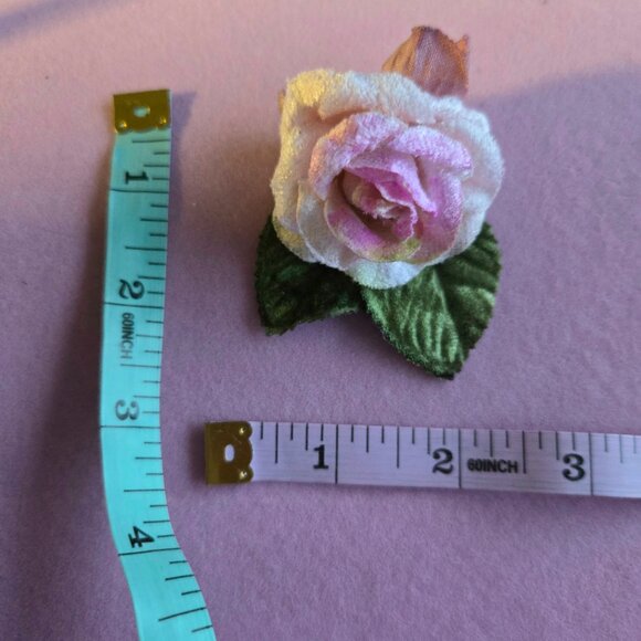 Pink Velvet Rose Hair Clip | Romantic Hair Accessory - Picture 7 of 8